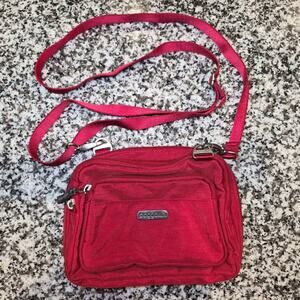 Baggallini Crossbody Shoulder Belt Waist Bag Red 5 Compartments